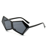 (6 PACK) Wholesale Sunglasses New Arrival Polygon Unique Triangle One Piece 2024 - BulkSunglassesWholesale.com - Black Frame Black Lens